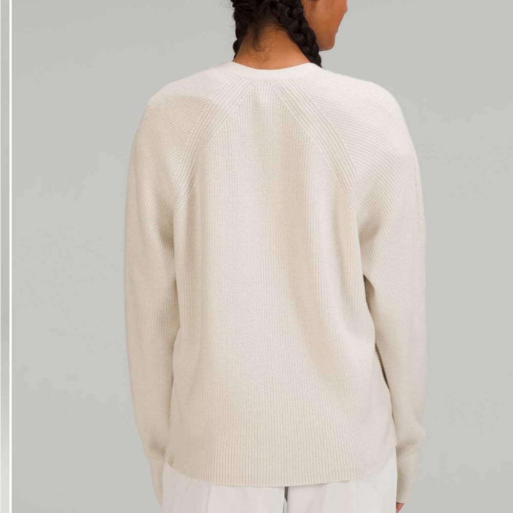 Lululemon Merino Wool-Blend Oversized Boxy Cardigan White Opal Womens SZ8 - Picture 2 of 11
